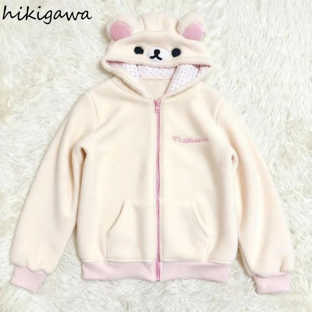 2025 Ropa Mujer japonais vestes à capuche vêtements pour femmes ours oreille à capuche fermeture éclair sweats mode décontracté mignon hauts à capuche 1