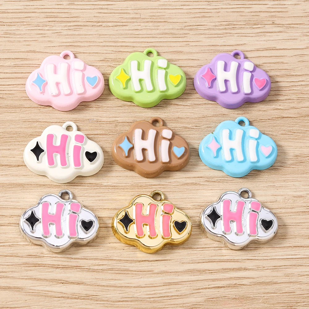 Tusember 10 Stück 18 x 22 mm Cartoon-bunte niedliche Hi-Charms für Frauen und Mädchen, niedliche Ohrringe, Schmuck, Halskette, Armband, DIY-Handwerk