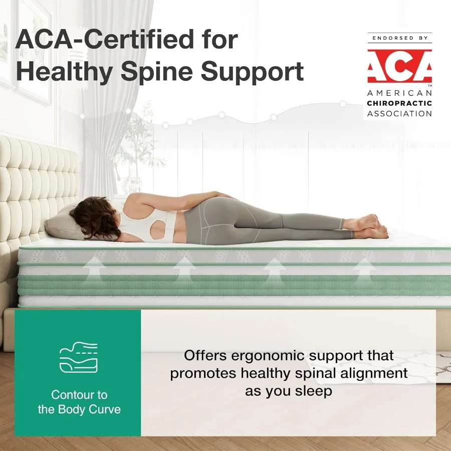 King Size Mattress 14 Inch Hybrid Mattress King for Motion Isolation Gel Memory Foam with Pressure Relief for Cool Night Sleep