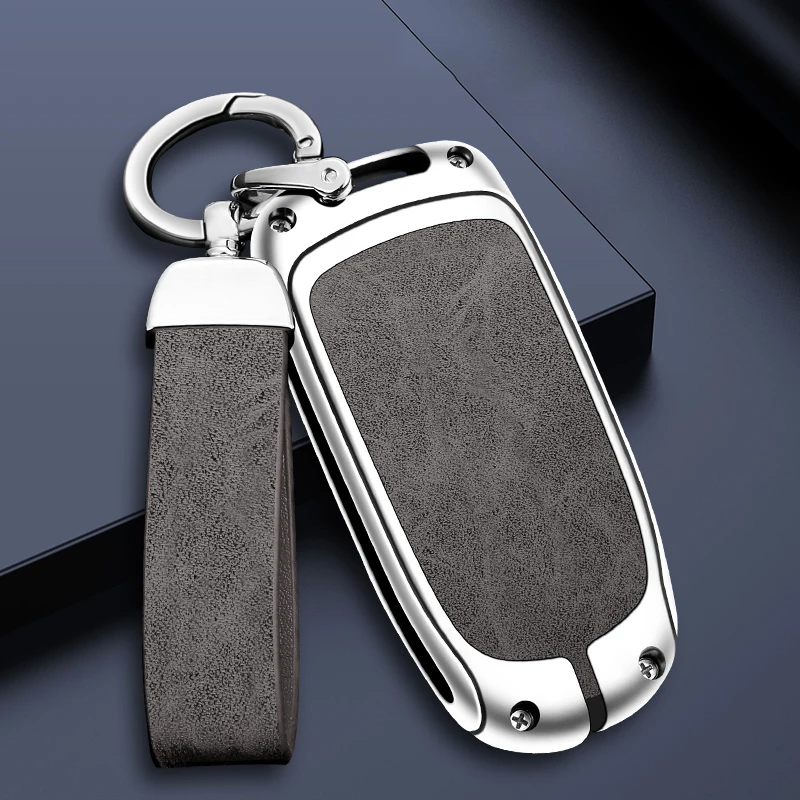 

Fashion Zinc Alloy Leather Car Remote Control Key Case Shell for Chrysler 200 300C Cover Auto Keyless Keychain Accessories