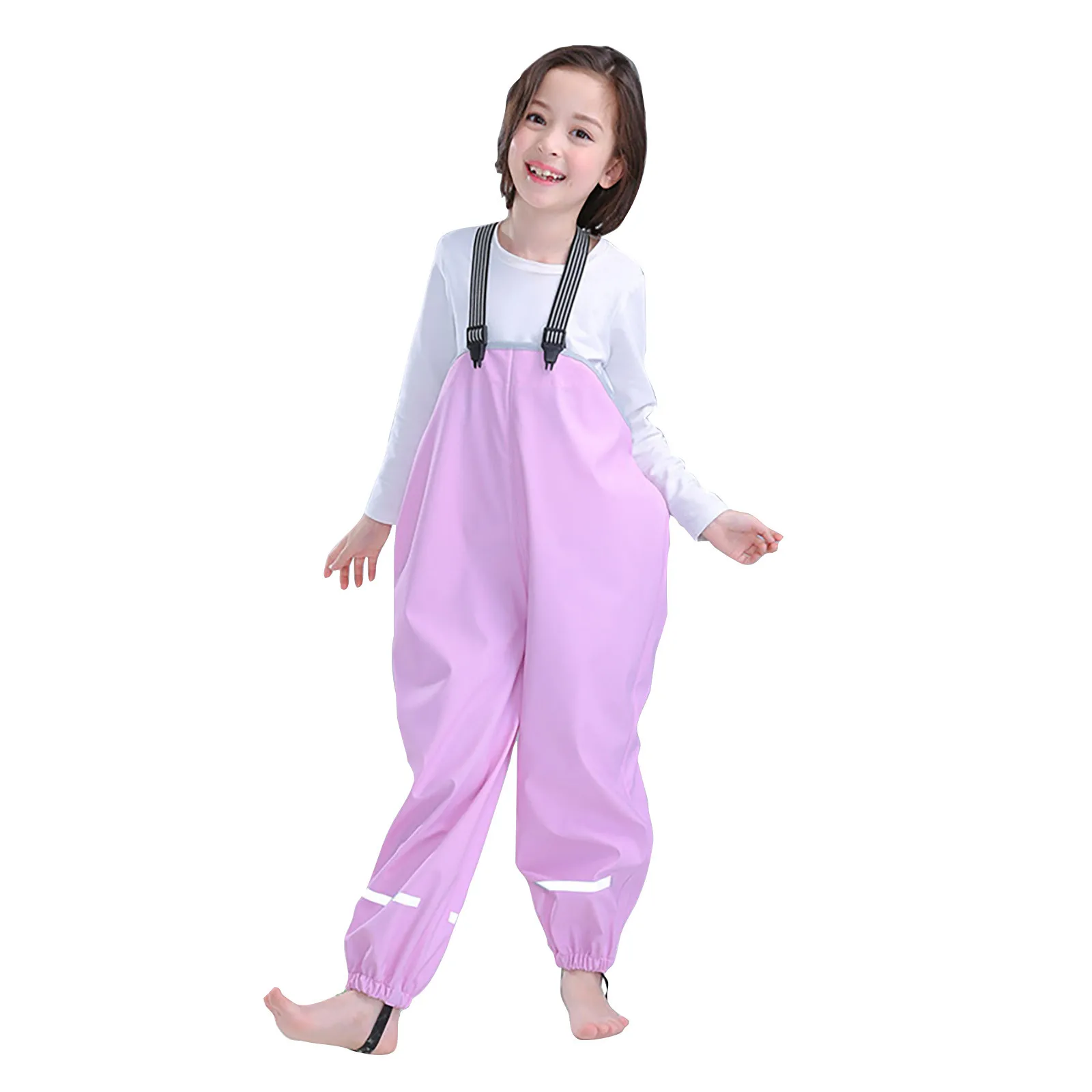 Children Rain Dungarees Windproof Waterproof Mud Rain Pants Trousers Kids Baby Boys Girls Overalls Impenetrable Rainwear Outdoor