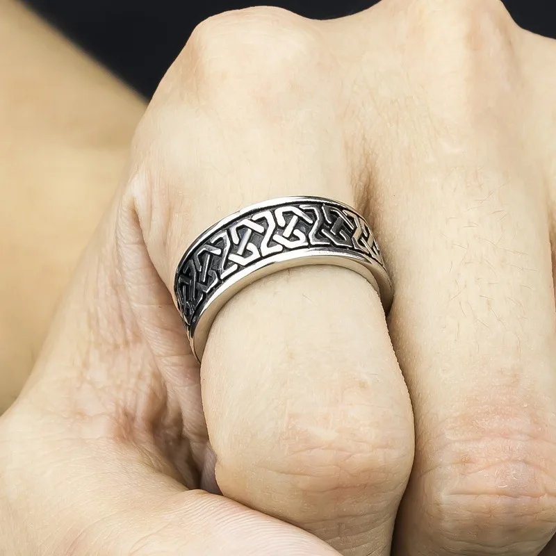 Vintage Odin Norse Viking Amulet Rune Rings For Men Cool Stainless Steel Celtic Knot Ring Wedding Jewelry Valentine's Days Gifts