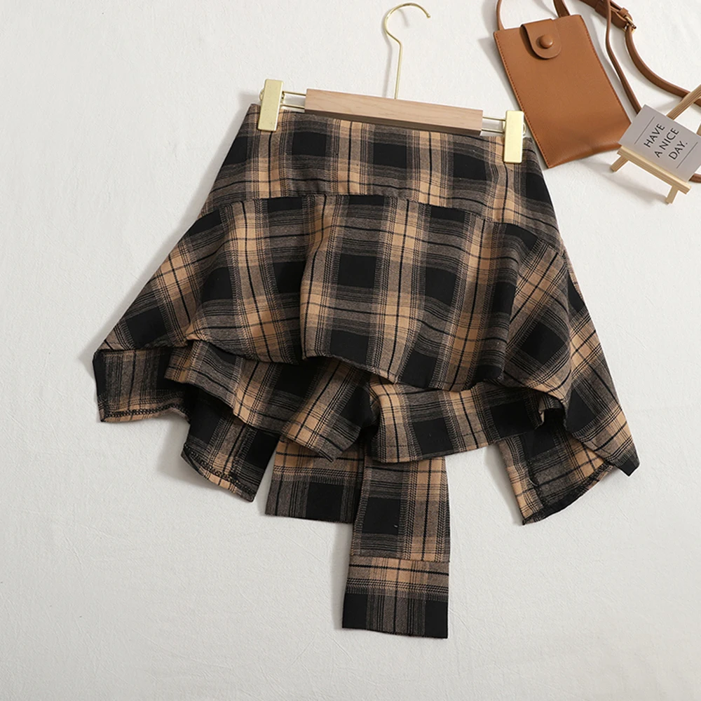 Harajuku Plaid Skirt Women High Waist Mini Skirts Shorts Summer Kawaii School Girl Vintage Casual Streetwear Korean Fashion