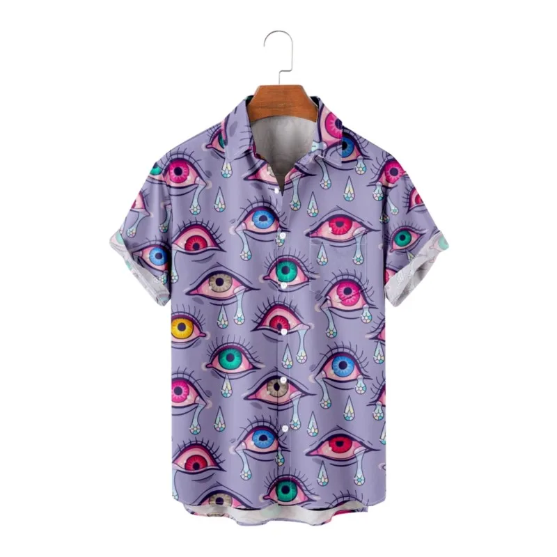 

Повседневная гавайская рубашка для мужчин, Модная стильная уличная одежда с 3D рисунком глаз в стиле Харадзюку, модная пляжная одежда оверсайз, 5