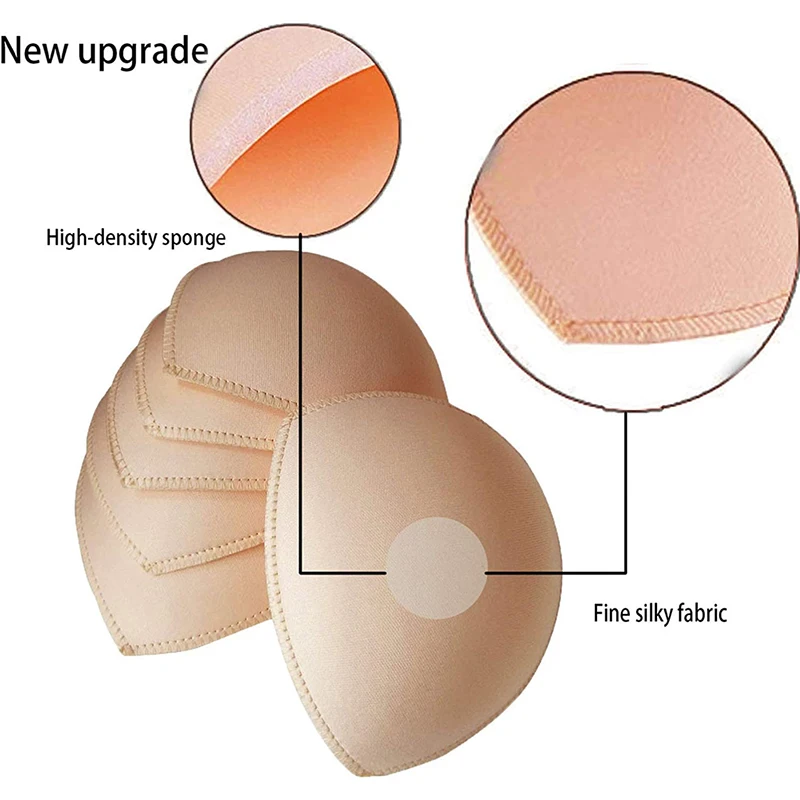 Triangle Shape Bra Pads Inserts, Removable Sewn Edge Padding for Sports, Yoga, Bikini Top, 1 Pair