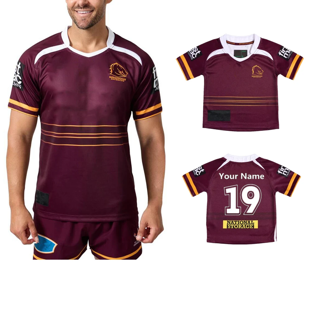 Rugby Jersey Brisbane Broncos adult and kids rugby jersey Australia Brisbane Broncos rugby shirt children t-shirt young