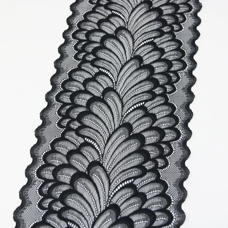 Elegant Elastic Lace Trim - 3 Meters of 22cm Leaf Design for Clothing, Dress Sewing, and Costume Applique