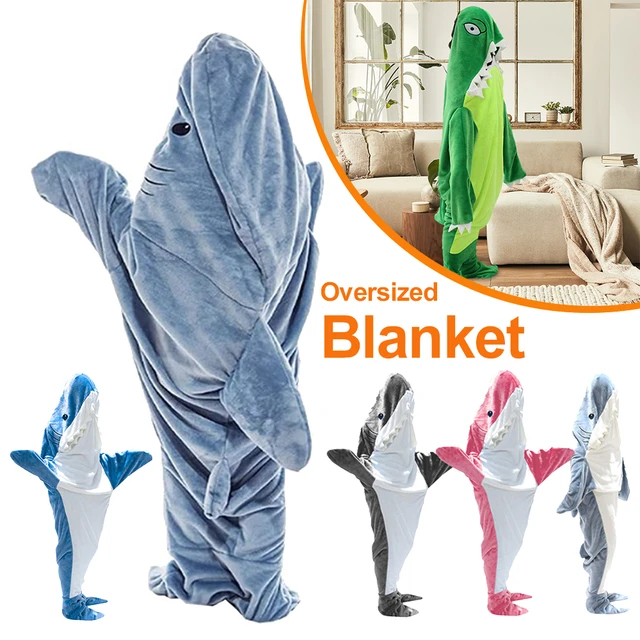 Fabric Cartoon Shark Sleeping Bag Shawl Blanket Wearable Blanket Shark  Blanket