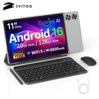 Tablette SVITOO 2026 Android 16, 11 pouces, Unisoc T7250, 20 Go de RAM, 128 Go de ROM extensible jusqu'à 1 To, batterie 8800 mAh, Wi-Fi 5, Bluetooth 5.0, GPS, Widevine L1, avec étui, clavier, souris, stylet, Français 1