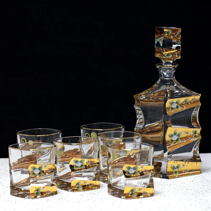 D303 Crystal glass wine set 7 pieces crystal wine jug wine glass