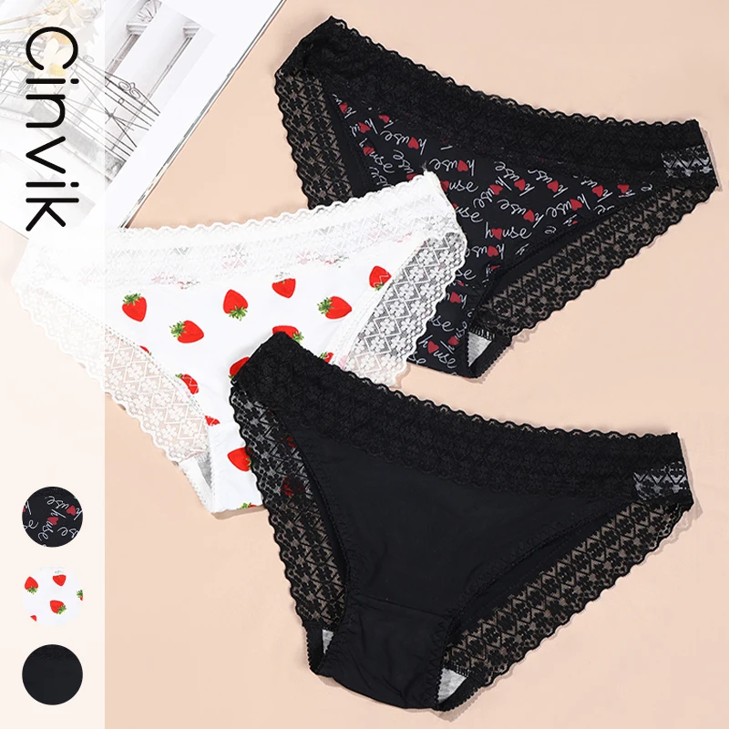 

Sexy Panties Women's Cotton Lingerie Mid Waist Comfortable Breathable Cute Strawberry Thin Thongs Girl Briefs Underwear Female