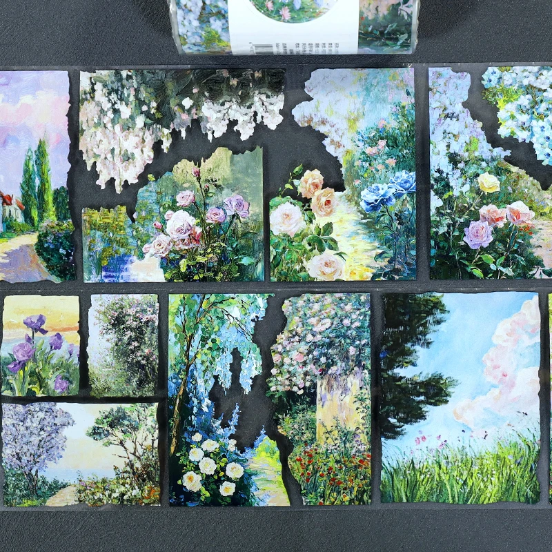 80mm * 200cm 빈티지 그림 식물 꽃 구름 풍경 PET 테이프 크리 에이 티브 DIY 저널 재료 콜라주 스크랩북 편지지