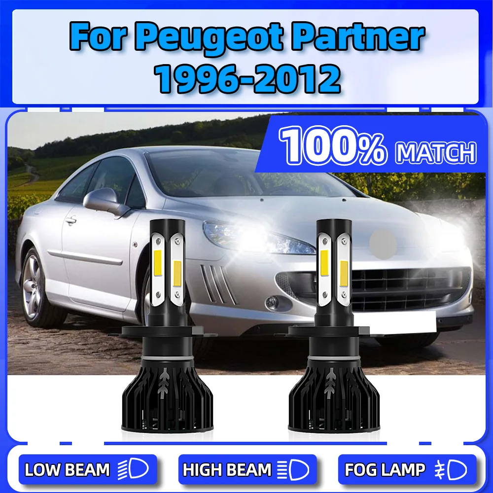 

2Pcs LED Headlight Bulbs 20000LM Car Front Light 120W Auto Lamp For Peugeot Partner 1996-2005 2006 2007 2008 2009 2010 2011 2012