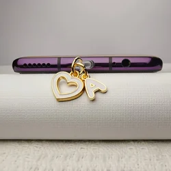 Heart - Shaped Alphabet Phone Dust Plug & Charm Set for Personalized Decoration (A)