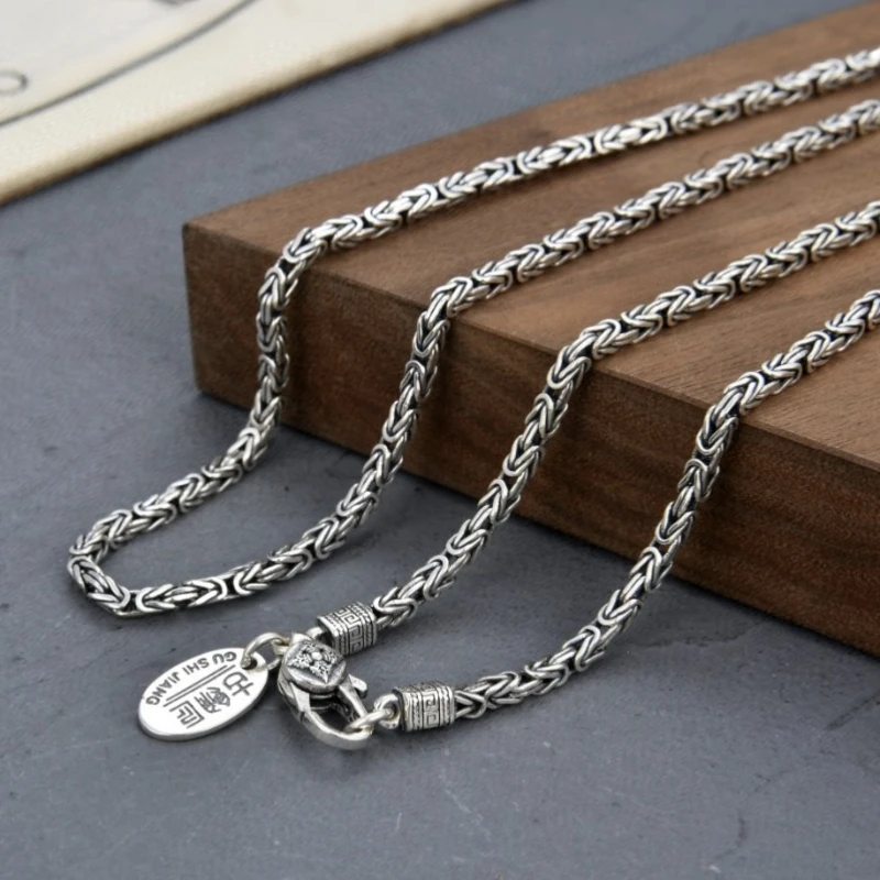 

UMQ Real S925 Silver Jewelry Retro Vajra Peace Pattern Personalized Viking Keel Chain Trendy Men's Necklace Fashion Gifts