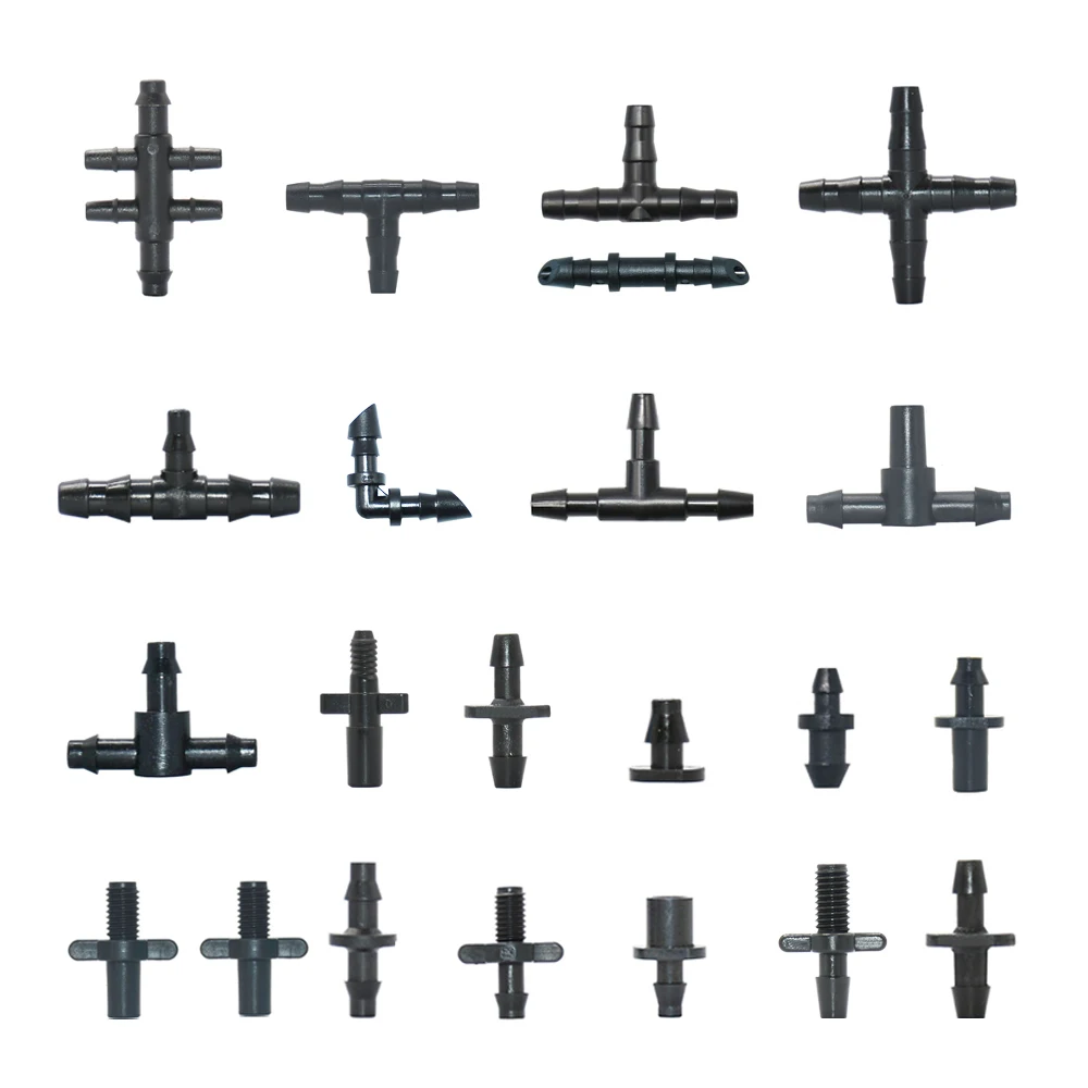 Garden Hose Connectors 1/81/4" Barbed Tee Elbow Cross End Plug Coupling Drip Irrigation System Atering Fitting 3/5 4/7mm Hose