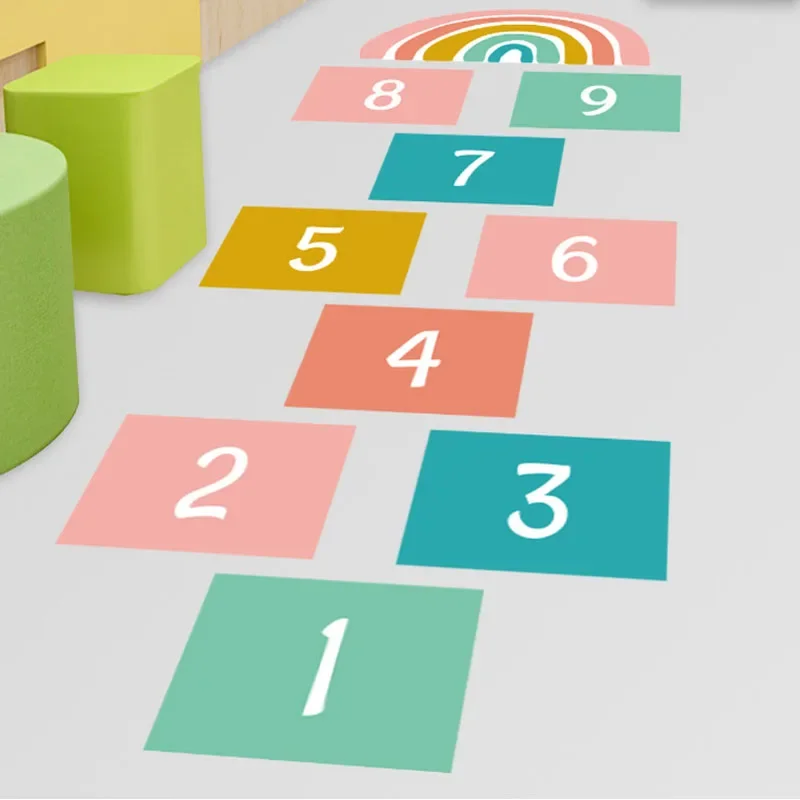 

Number Floor Sticker Baby Nursery Wall Stickers Home Decor Checkered Digital Children's Game Ground Living Room Wall Decoration
