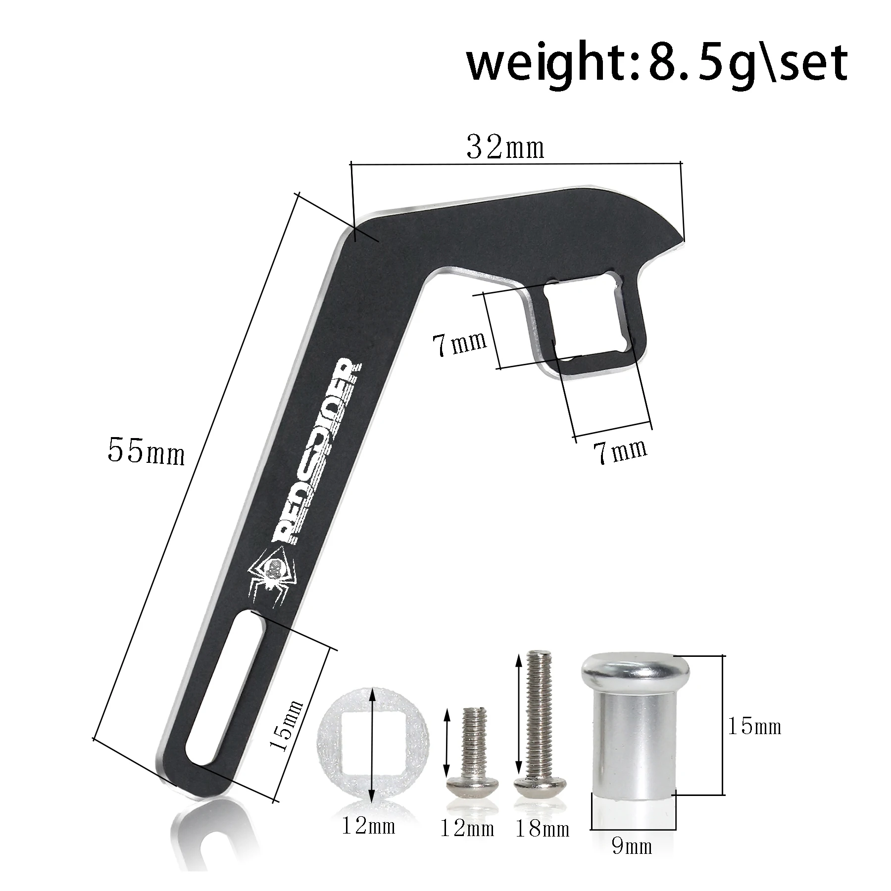 Volant CNC Aluminium pour Émetteur TQI - Compatible TRX4 RC, vue de côté montrant l'épaisseur et les détails d'usinage