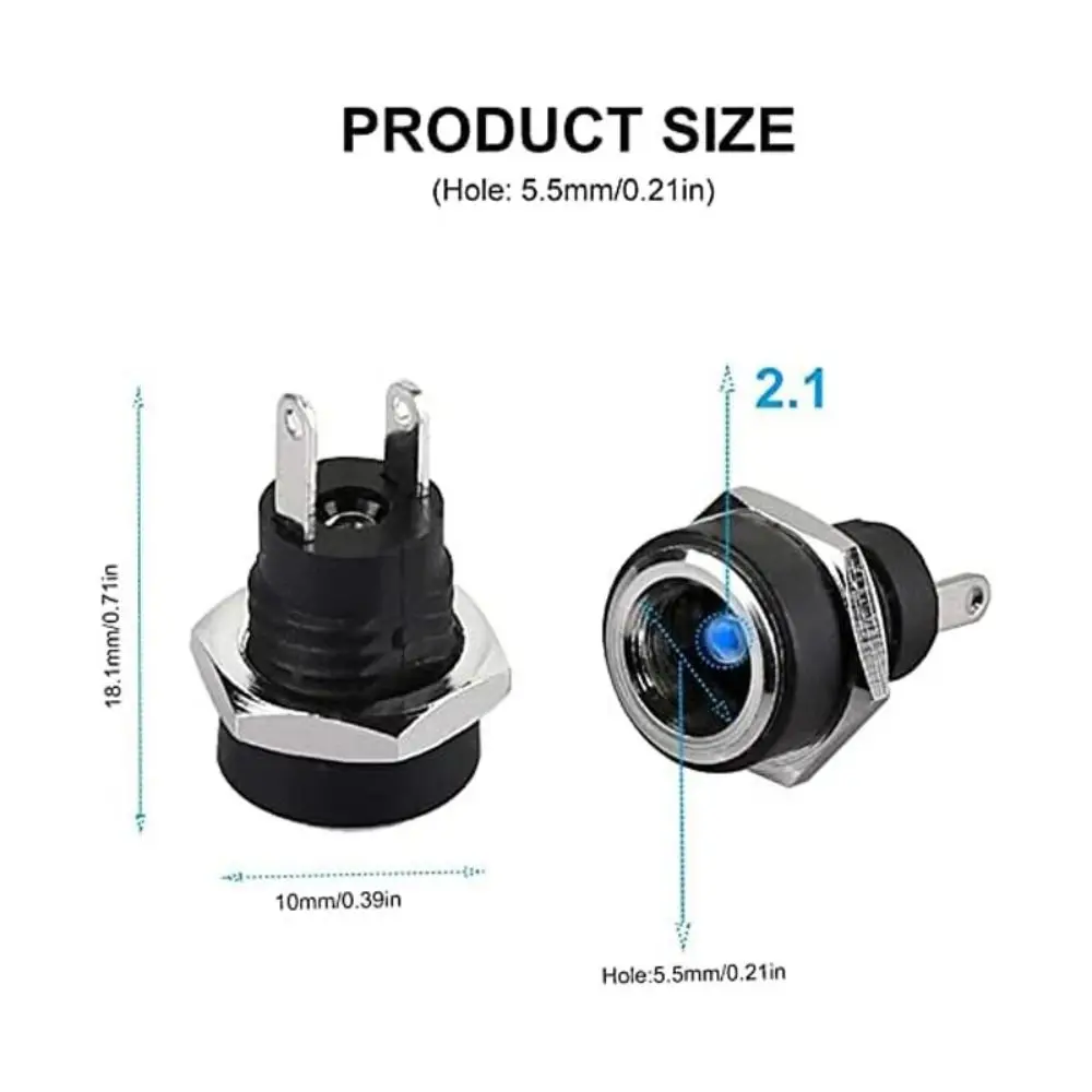 50Pcs Insulator DC 5521 Male to Female Plug DC 5525 Male Plug Adapter DIY Power Supply Power LED Strip Light