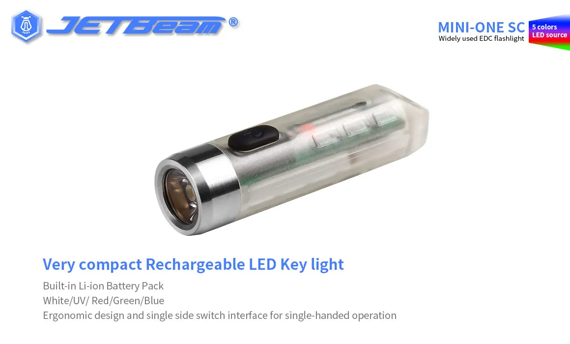 mini led flashlights JETbeam MINI ONE SC Keychain Light 400Lumens Type-C Rechargeable Portable Ultraviolet LED Flashlight coast flashlights