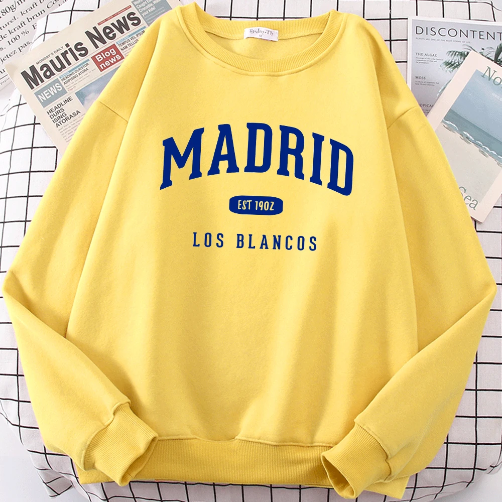 Spain Madrid Est 1902 Los Blancos Prints Female Clothing Autumn Clothing High Quality Sweatshirt Street Casual Women\'S Hoody
