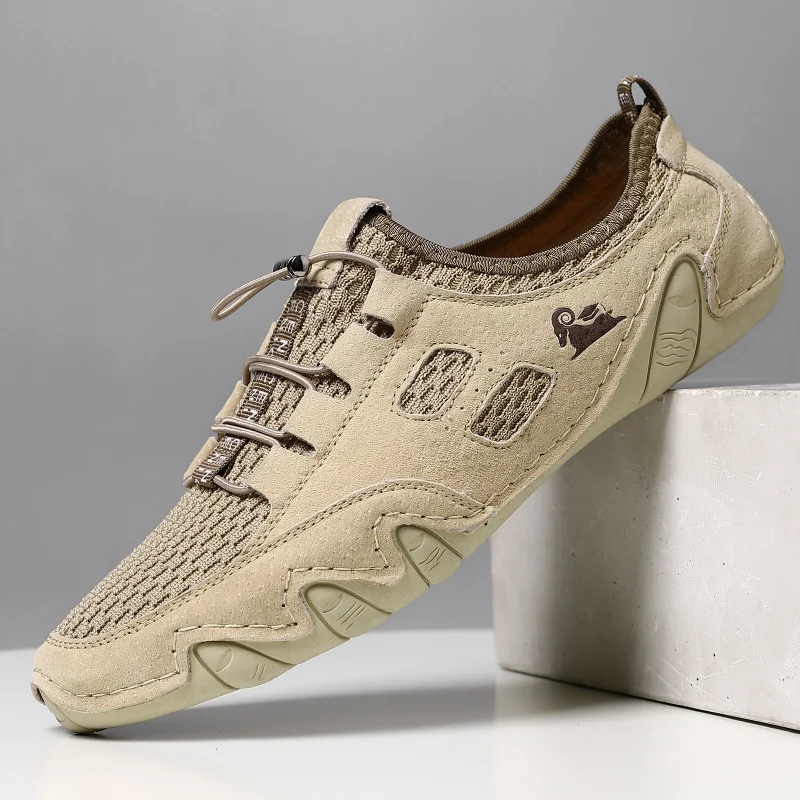 Кроссовки мужские сетчатые на шнуровке, легкие прогулочные кеды, Вулканизированная подошва, Повседневная летняя обувь Кроссовки мужские сетчатые на шнуровке, легкие прогулочные кеды, Вулканизированная подошва, Повседневная летняя обувь