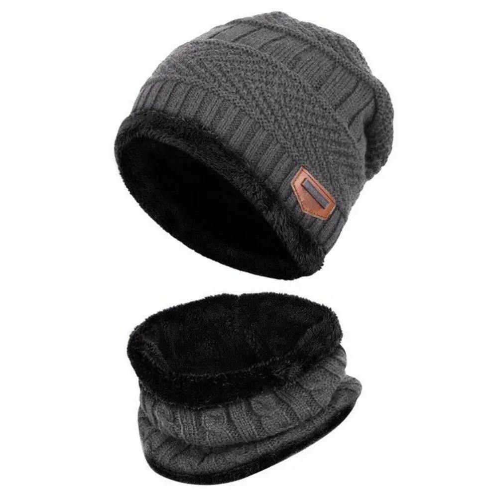Warm Soft Thermal Balaclava Neck Scarf Cap Knitted Hat Beanie Hat Scarf