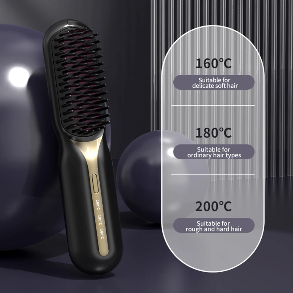 Portable Wireless Hair Straightener Professional Quick Heated Electric Comb Personal Care Multifunctional Hairstyle Brush Salon 4