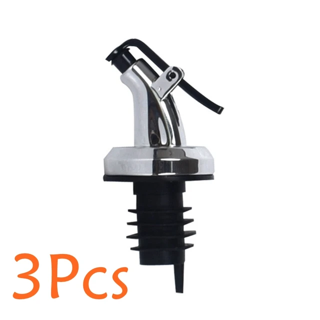 1 Pcs Oil Bottle Stopper Lock Plug Seal Leak-proof Food Grade Rubber Nozzle Sprayer Liquor Dispenser Wine Pourer Kitchen Bar Too 3 Pcs Silver