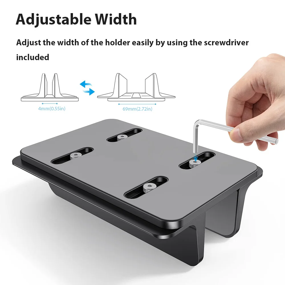 QUKAM Vertical Laptop Stand Foldable Aluminum Notebook Stand Laptop Tablet Adjustable for Macbook Air Pro 17 Inch Support