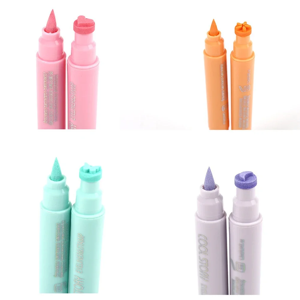 Colorful Double Head 2 in1 Waterproof Liquid Eyeliner Moon Star Shapes Tattoo Stamp Quick To Dry Eye Liner Pencil Makeup Tool 5