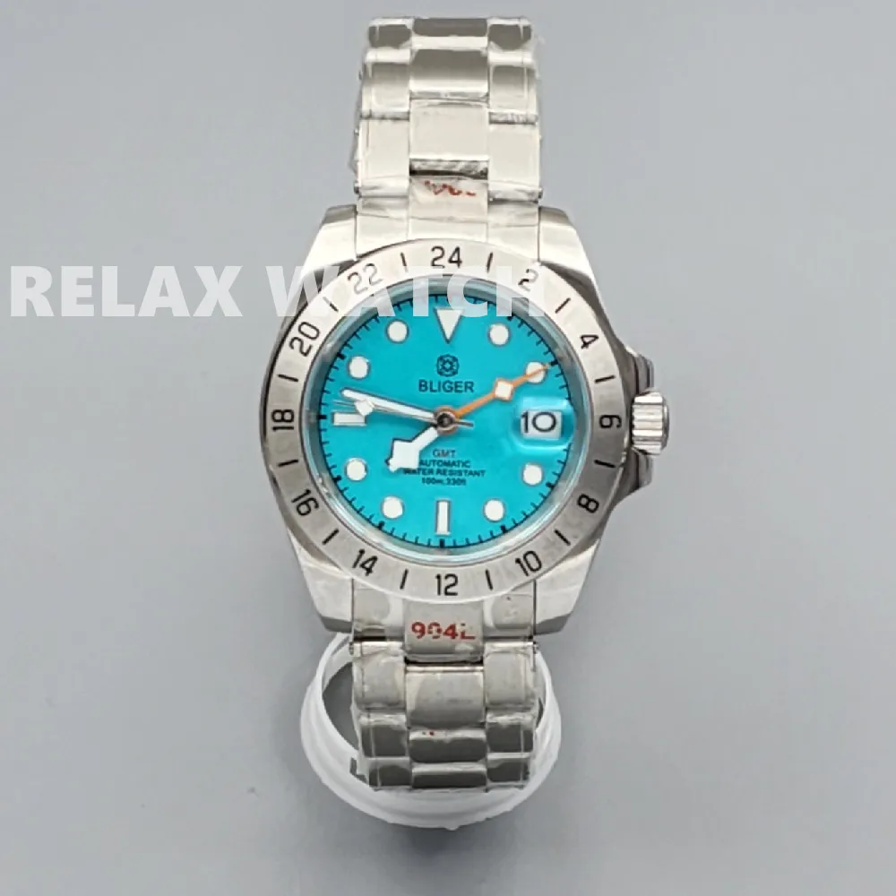 40Mm Gmt Dual Time Zone Display Vetro Zaffiro Orologio In Acciaio Inossidabile Giappone Nh34 Movimento Automatico Tendenza Vintage 2023 Nuovo