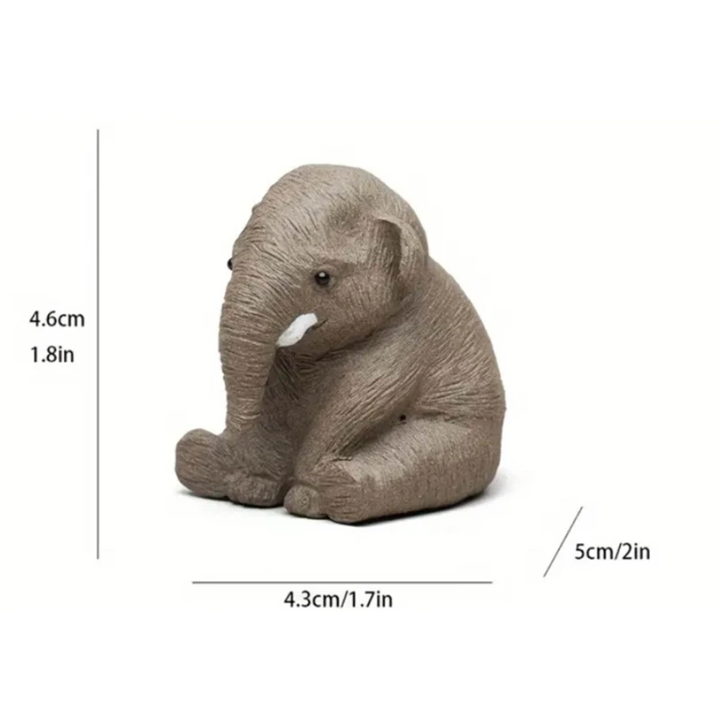 Tea Pet Ornaments Handmades Sittings Elephant Ornament Small Teas Pet Mini Statue For Room Decorations