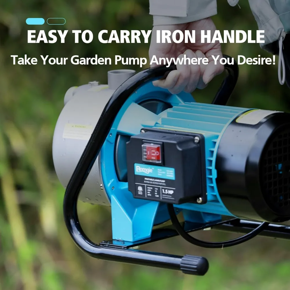 Portable 1.5HP Shallow Well Pump for Efficient Water Transfer, Garden Irrigation, and Lawn Fountain Boosting