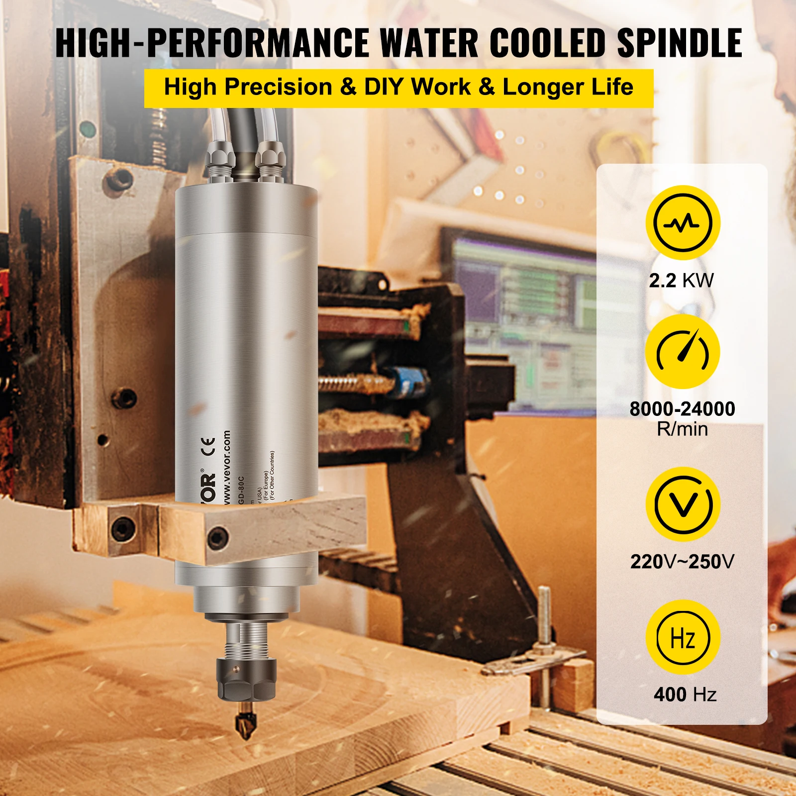 Water Cooled Spindle Motor Kits 2.2KW 220V High Speed ER20 Collet 3 Bearings for CNC Router Engraving Milling Machine high speed motor water cooling spindle kit
