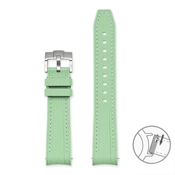 Sport Waterproof Liquid Silicone Watch Strap, Quick Release 20mm Band - 20mm (Light green white)