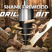 

32/42mm Firewood Splitter Machine Drill Bit Round/Hexagonal Shank Wood Splitting Cone Reamer Punch Driver Bits Woodworking Tools