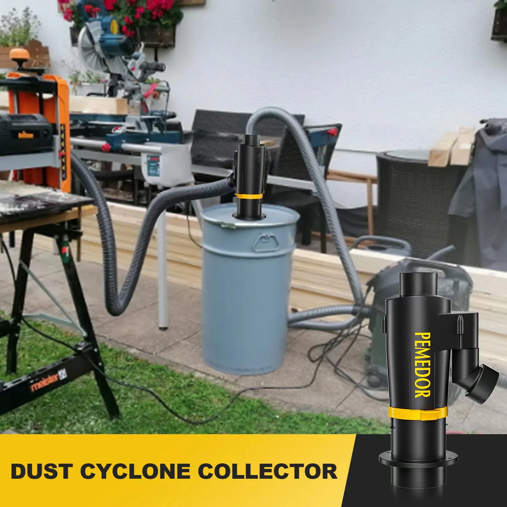 Cyclone Dust Collector 2&lsquo;&rsquo; 50mm Separator Extractor 2 Filters Element Vacuum Cleaner Woodworking Ash