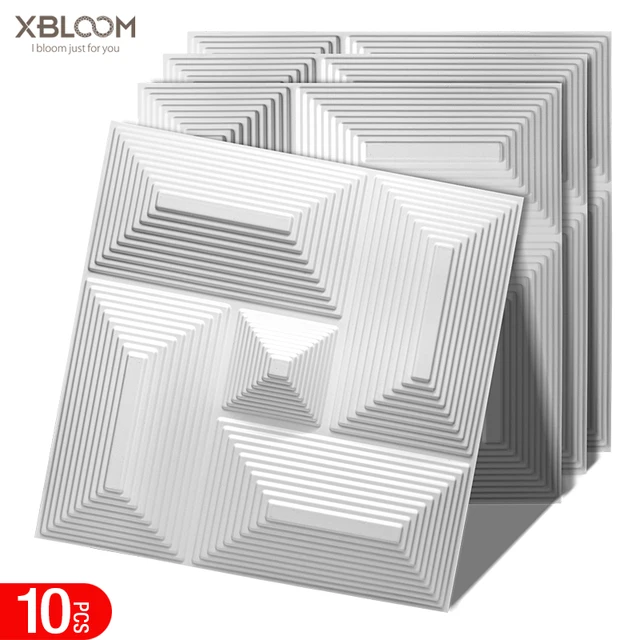 แผ่นผนังตกแต่งลาย 3 มิติ ขนาด 30 ซม. จำนวน 10 ชิ้น สำหรับตกแต่งผนังภายใน เหมาะสำหรับห้องนั่งเล่น ห้องโถง ห้องนอน โรงแรม สำนักงาน สติ๊กเกอร์ติดผนัง 3 มิติ 1