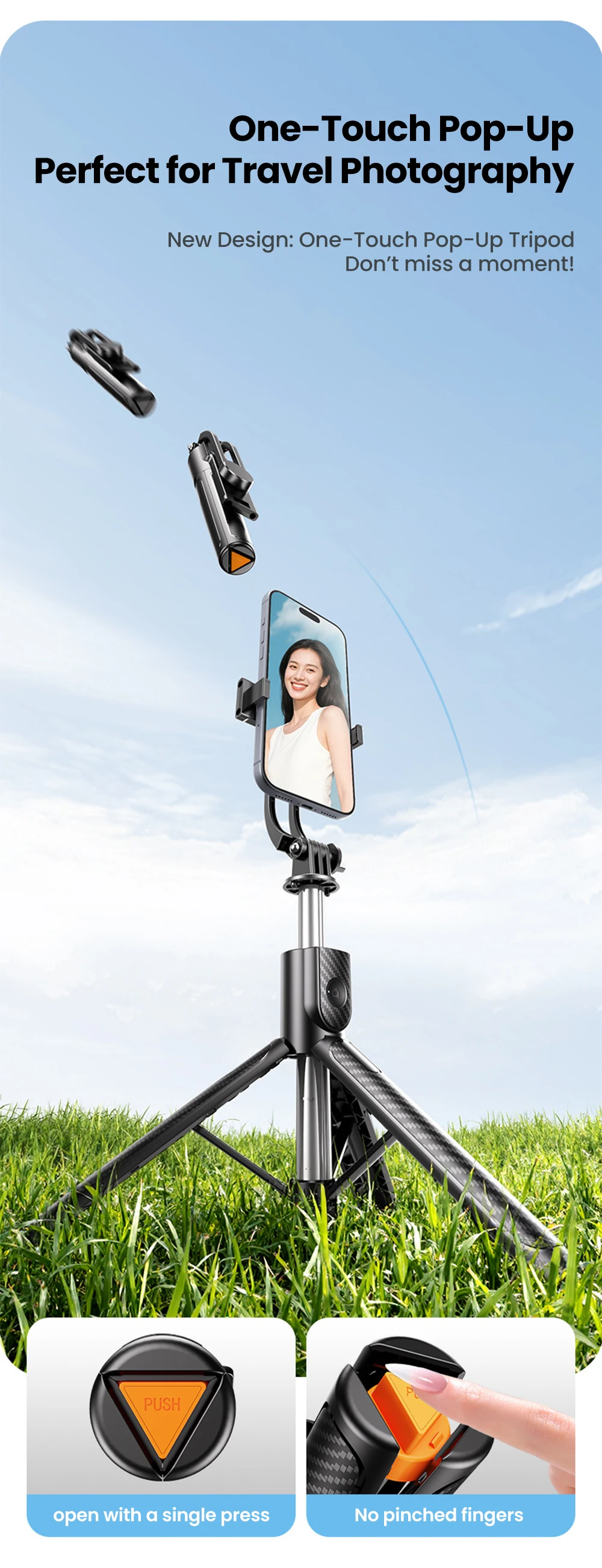 Portable Bluetooth Selfie Stick Tripod For Smartphones Extendable_voghion.com