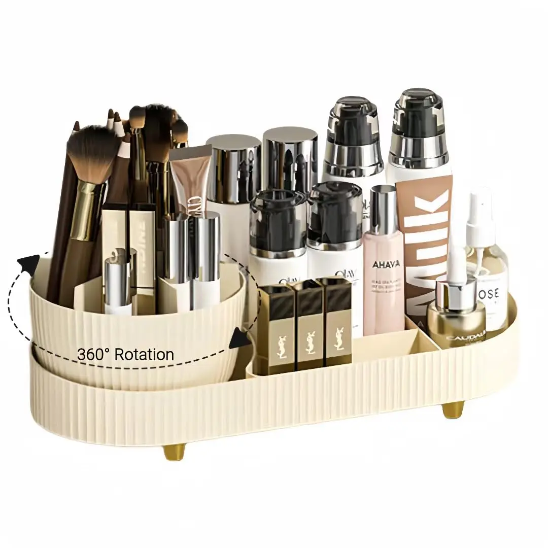 Rotating Clear Makeup Organizer with Lid,Large Capacity Cosmetic Display Case,Bathroom Countertop or Dresser 6