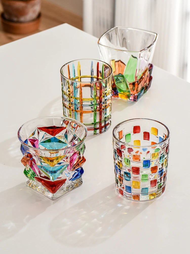 Nordic Decompress Hand Painted Drinkware Sets Glass Cup Couples Water Juice Milk Cup Coffee Whiskey Wine Mouthwash Cups