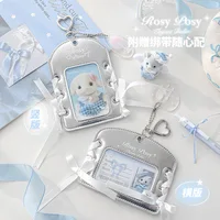Ins Korean Style Lace-up Leather Card Holder Bus Card Bank ID Card Protective Display Sleeves Girl Bag Pendant Gift 2