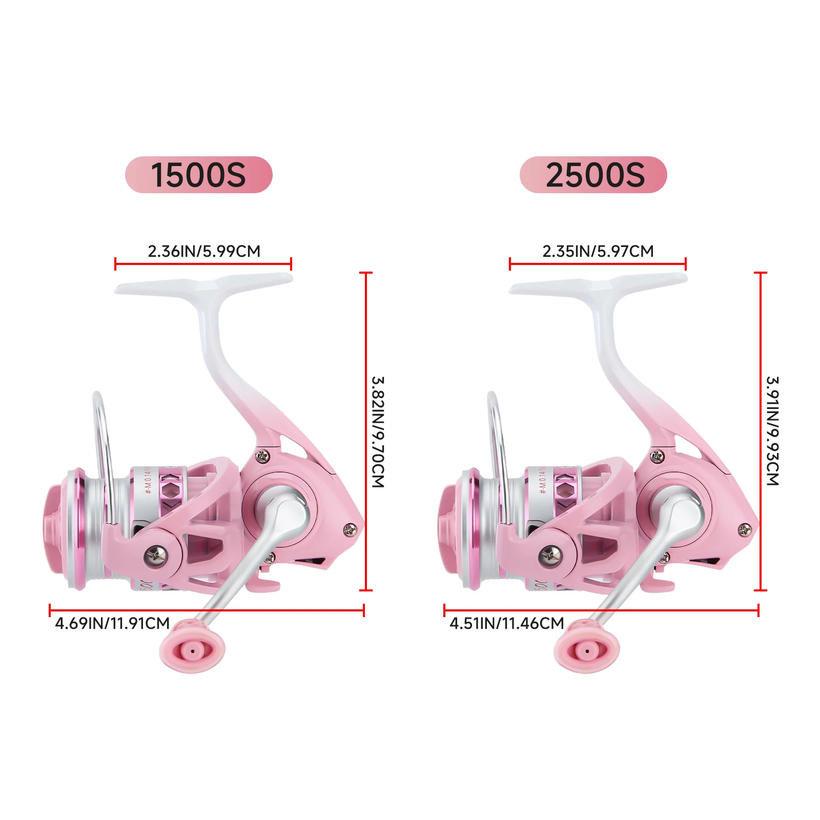 HAUT TON PINK LILA Leichte Spinn-Angelrolle, 3+1BB, 5,2:1 Hochgeschwindigkeits-Übersetzungsverhältnis, 8 kg maximale Zugkraft, Metallspule und Kipphebel – Detail 2