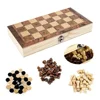 3 in 1 Chess Board Folding Wooden Portable Chess Game Board Wooden Chess Board for Adults(Chess + Checkers and Backgammon) 2
