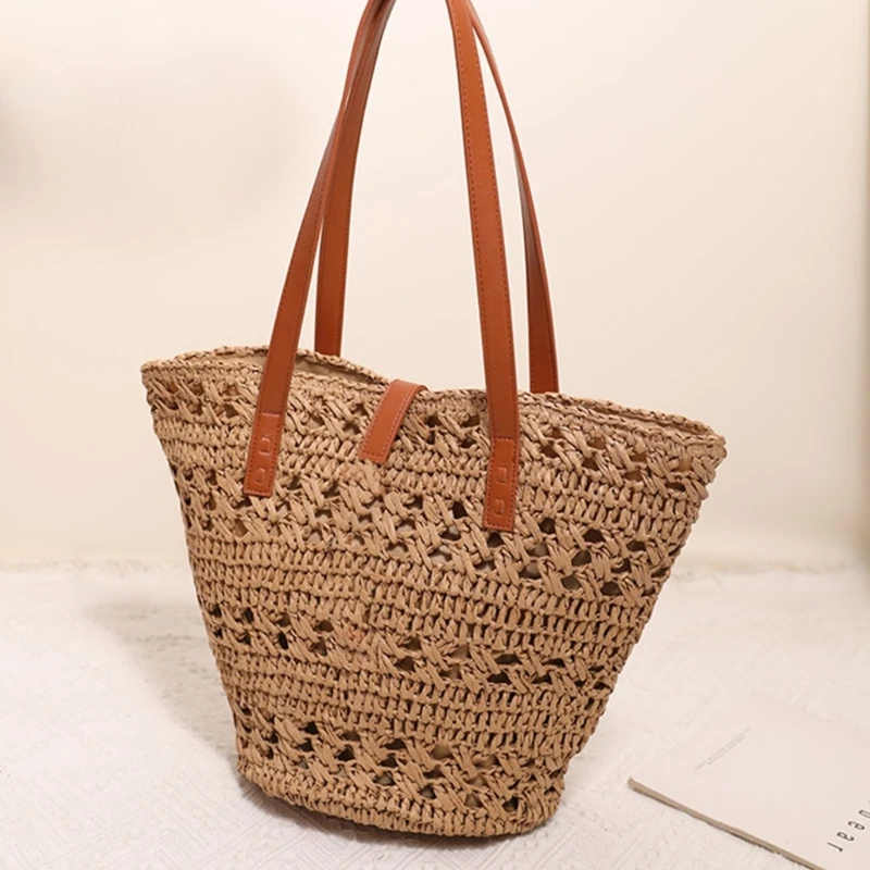 2023 New Bucket Bags Straw Weave Bag Lady Purse Hollow Out SummerBeach Handbag for Women Girl Holiday Travel Bags