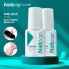 Nailpop Nail Glue for False Tips Glitter Acrylic Nail Art Adhesive Manicure Tool Rhinestone Glue Bottle Cap with Brush 2pcs 1