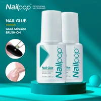 Nailpop Nail Glue for False Tips Glitter Acrylic Nail Art Adhesive Manicure Tool Rhinestone Glue Bottle Cap with Brush 2pcs 1