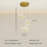 Nordic Butterfly Restaurant Pendant Light, Bedside Indoor Living Room Bedroom Dining Room Kitchen Decoration LED Lighting 2