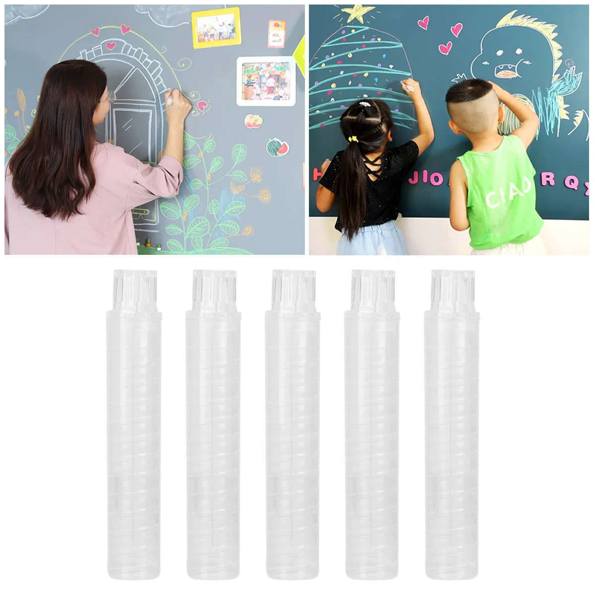 10Pcs 투명 분필 홀더 플라스틱 소재 학교 가정 학습 환경을위한 안전한 미끄럼 방지 분필 커버 이상적인 선물